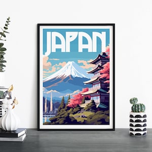 Monte Fuji, Japón, Arte de pared ilustrativo de viaje, 4 x 6 5 x 7 A4 A3 A2 A1