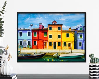 Colours of Burano, Venice, Italy Print Wall Art | A4 A3 A2 A1