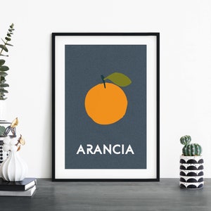 Arancia / Comida italiana Retro Impresión ilustrativa Arte de pared / 4x6 5x7 A4 A3 A2 A1