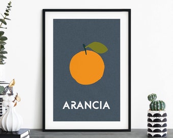 Arancia | Italian Food Retro Illustrative Print Wall Art | 4x6 5x7 A4 A3 A2 A1