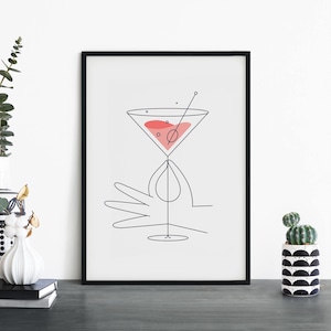Impresión ilustrativa de cóctel Martini para pared, 4 x 6, 5 x 7, A4, A3, A2, A1