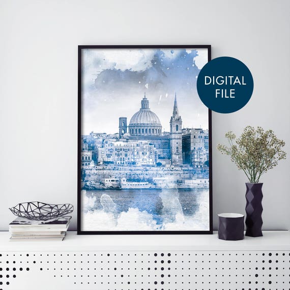 Valletta Malta Watercolour Print Wall Art At Home
