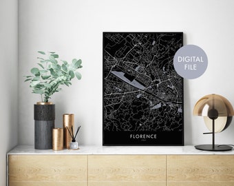 Florence, Italy City Map Print Wall Art | Print At Home | Digital Download File