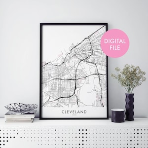 Cleveland, Ohio City Map Print Wall Art | Print At Home | Digital Download File