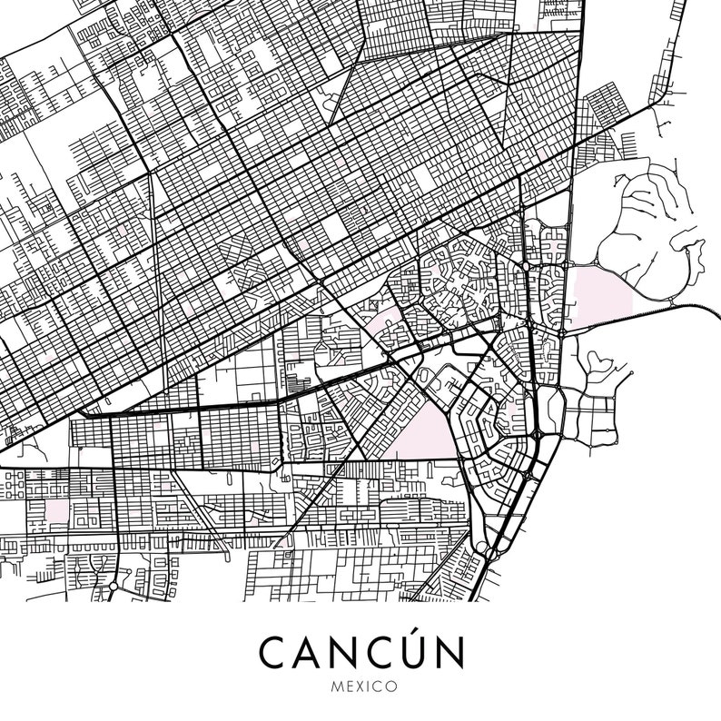 Cancún Mexico City Map Print Wall Art Print At Home | Etsy