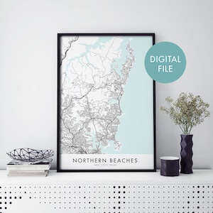 Nordstrände, New South Wales, Australien Stadtplan Druck Wandkunst | Druck zu Hause | Digital Download Datei