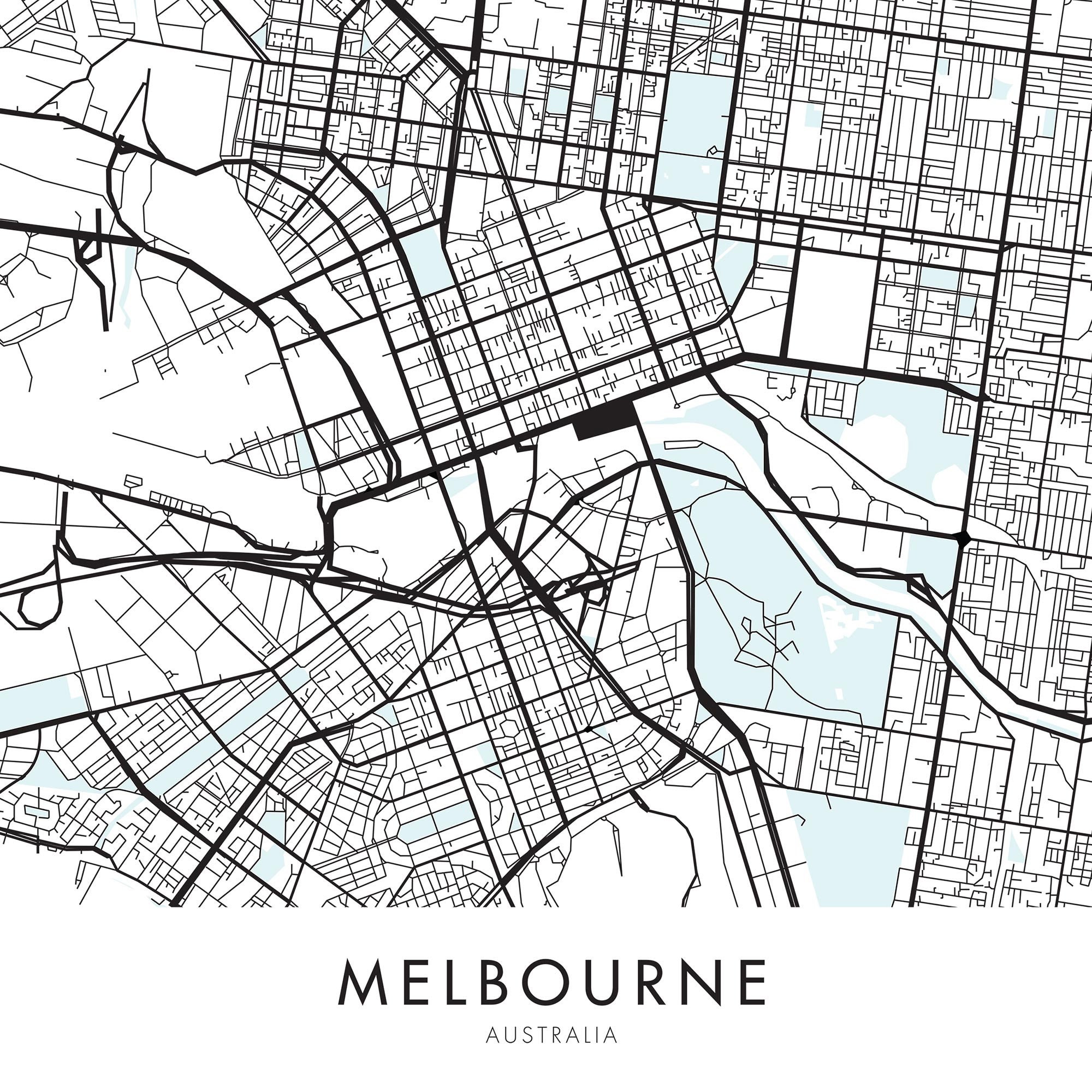 Melbourne City Map Print Wall Art | Print at Home | Digital Download ...