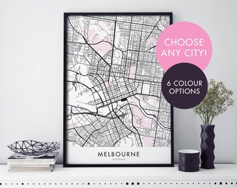 Custom City Map Print Wall Art - Choose Any City
