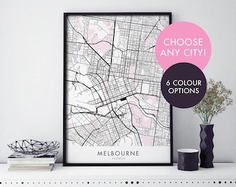 Custom City Map Print Wall Art - Choose Any City