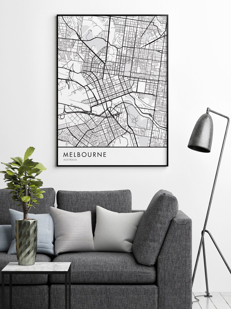 Melbourne City Map Print Wall Art | Print at Home | Digital Download ...