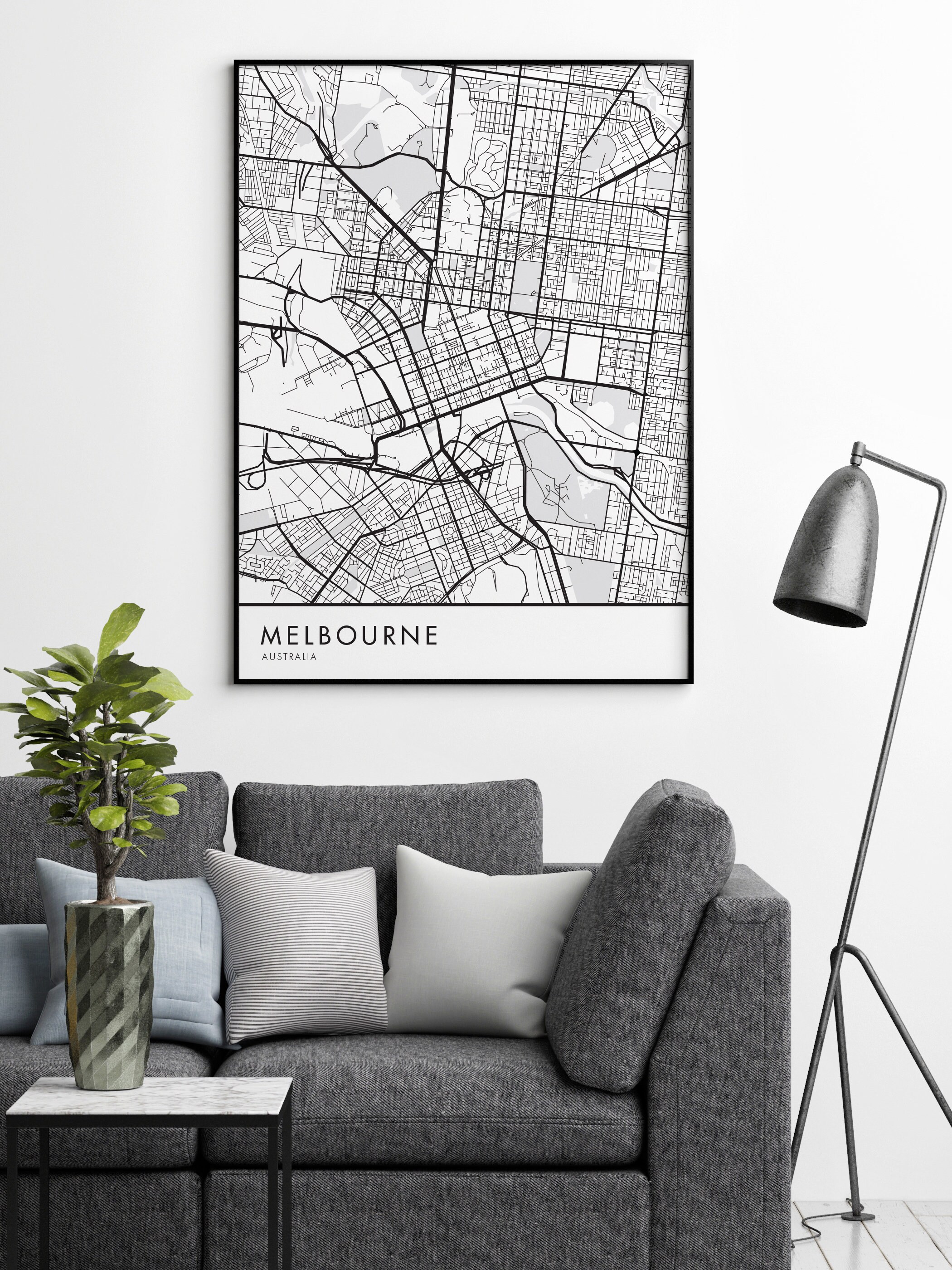 Melbourne City Map Print Wall Art | Print at Home | Digital Download ...