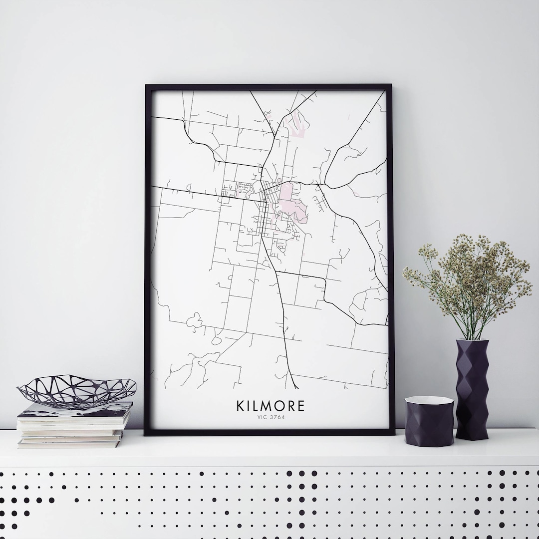 Kilmore Victoria Australia Art City Map Print Wall Art A4 Etsy
