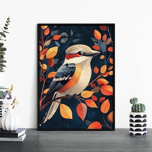Impresión ilustrativa de cucaburra / Aves australianas / Arte mural / A4 / A3 / A2 / A1