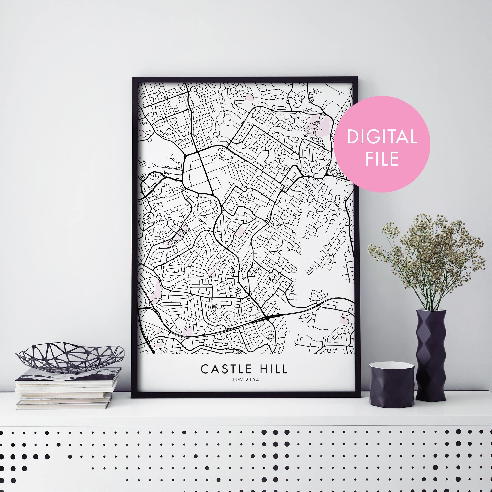 Castle Hill Sydney Map Castle Hill Sydney Australia City Map Print Wall Art Print | Etsy Australia
