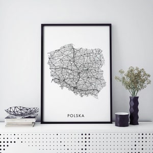 Polska, Poland Art, Country Road Map Print Wall Art | A4 A3 A2 A1