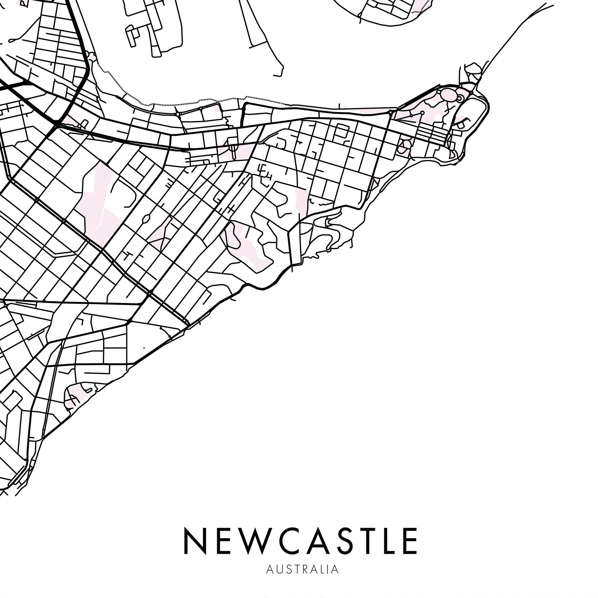 Newcastle New South Wales Australia City Map Print Wall Art Etsy