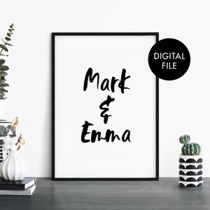 DIGITAL DOWNLOAD Custom Couples Names Poster Print Wall Art | Personalized Text | Your Text Here - Downloadable JPEG File