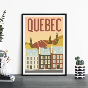 Quebec, Canadá, Arte de pared ilustrativo de viaje, 4 x 6 5 x 7 A4 A3 A2 A1