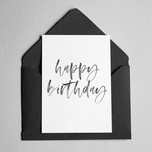 Birthday Card - Minimalist Script Font - "Happy Birthday"