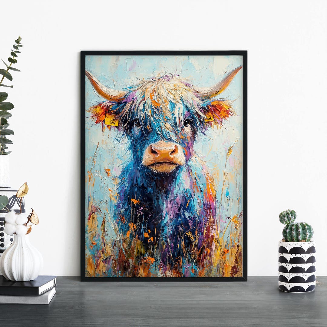 Highland Hues, Colorful Highland Cow Print Wall Art | A4 A3 A2 A1 - Etsy