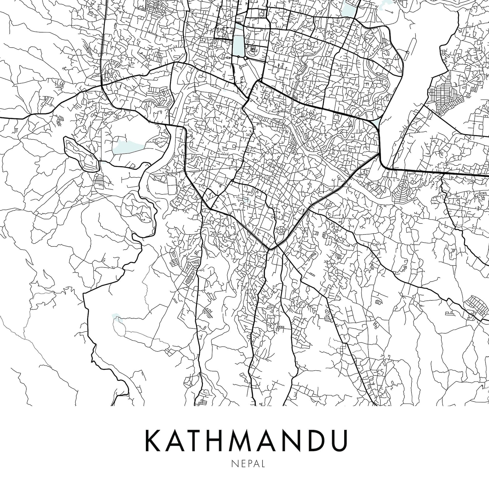 Kathmandu Nepal City Map Print Wall Art Print at Home - Etsy