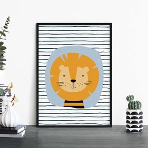 Cartel de león Impresión Arte de pared / Niños Niños Niños Niñas Guardería Dormitorio / A4 A3 A2 A1