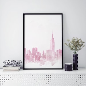 New York City Skyline Watercolour Print Wall Art | 4x6 5x7 A4 A3 A2