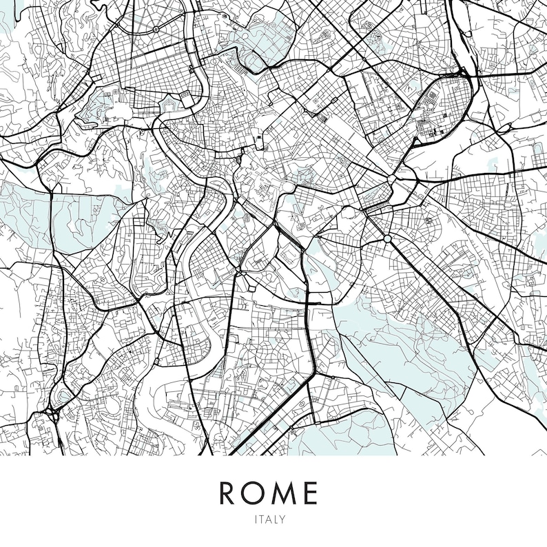 Rome Italy Art, City Map Print Wall Art | A4 A3 A2 A1 - Etsy