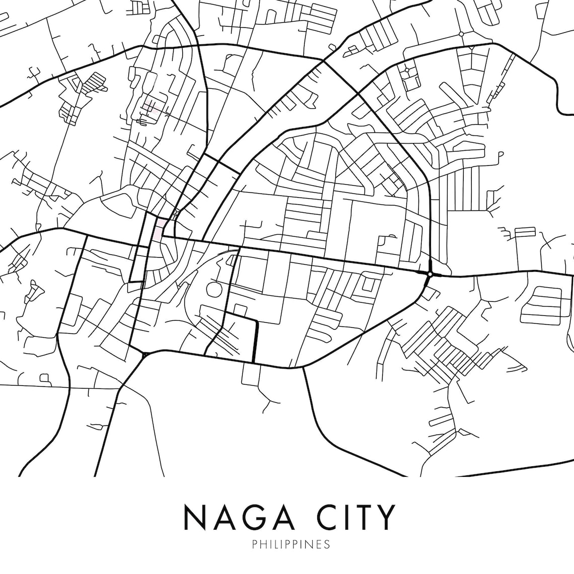 Naga City Phillippines City Map Print Wall Art Print At Etsy
