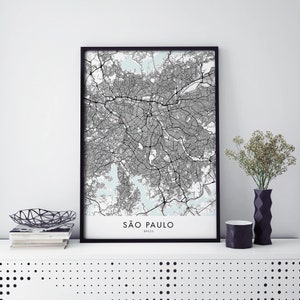 São Paulo, Brasil Arte, Impressão de mapa da cidade Arte em parede | A4 A3 A2 A1
