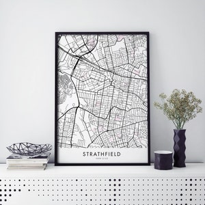 Strathfield, Sydney, Australia Art, City Map Print Wall Art | A4 A3 A2 A1