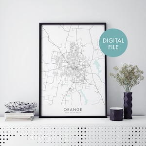 Orange, Nueva Gales del Sur, Australia Mapa de la ciudad Print Wall Art / Print At Home / Digital Download File