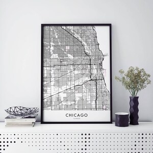 Chicago, Illinois Art, Stadtplan Druck Wandkunst | A4 A3 A2 A1