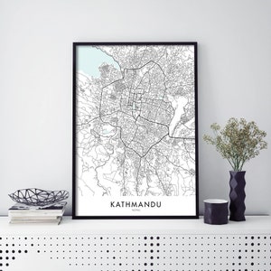 Kathmandu, Nepal Art, City Map Print Wall Art | A4 A3 A2 A1