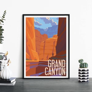 Gran Cañón / Arte ilustrativo de la pared de la impresión de viajes / 4x6 5x7 A4 A3 A2 A1