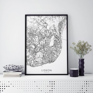 リスボン、ポルトガル アート、都市地図プリント ウォール アート | A4 A3 A2 A1