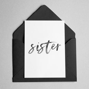 Sister Greeting Card - Birthday, etc - Minimalist Script Font