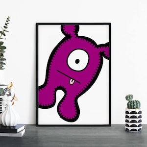 Anthony / Purple Monster Kids Children's Print Wall Art / 4x6 5x7 A4 A3 A2 A1