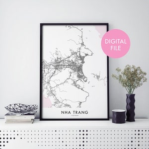 Nha Trang, Vietnam City Map Print Wall Art | Print At Home | Digital Download File