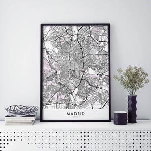 Madrid, Spanje Kunst, Stadskaart Print Kunst aan de muur | A4 A3 A2 A1