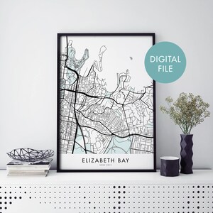 Elizabeth Bay, Sydney, Australien Stadtplan Druck Wandkunst | Druck zu Hause | Digital Download Datei