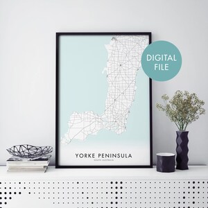 Yorke Peninsula, Adelaide, Süd-Australien Stadtplan Druck Wandkunst | Print At Home | Digitale Download-Datei