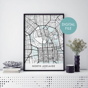 North Adelaide, Adelaide, Australia City Map Print Wall Art | Print At Home | Digital Download File