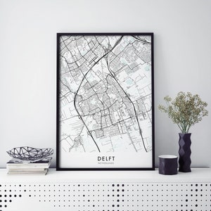 Delft, Niederlande Stadtplan Druck Wandkunst Poster | A4 A3 A2 A1