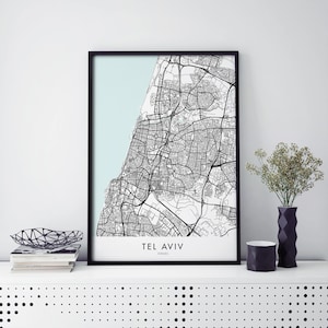 Tel Aviv, Israel Art, City Map Print Wall Art | A4 A3 A2 A1