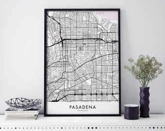 Pasadena, California Art, City Map Print Wall Art | A4 A3 A2 A1