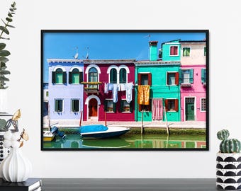 Burano Laundry Day, Venice, Italy Print Wall Art | A4 A3 A2 A1