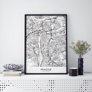 Prague, Czech Republic Art, City Map Print Wall Art | A4 A3 A2