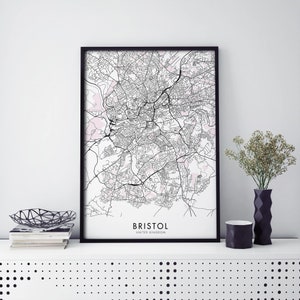 Bristol, Inglaterra Arte del Reino Unido, City Map Print Wall Art / A4 A3 A2 A1