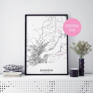 Dunedin, Neuseeland Stadt karte Druck Wandkunst Poster | Druck zu Hause | Digital Download Datei